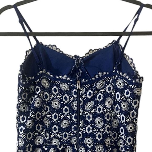 Sugar + Lips Blue & White Embroidered Circle Print Spaghetti Strap Short Dress S - Picture 4 of 7